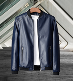Bomber style leather jacket for men,