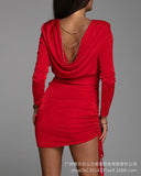 Elegant glitter dresses with mock neckline queen