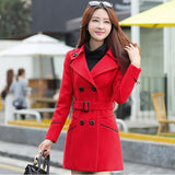 long woolen coat belted casual jackets