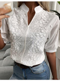 Blouses Embroidery Casual Shirt Sleeve Medium Long