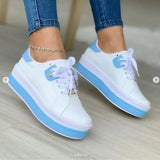 Thick Sole Casual Shoe, Vulcanized Sneakers with Laces.yv