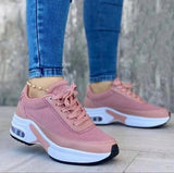 Women's Casual Shoes Lace-up Breathable Mesh Vulcanized Sneakers.yv