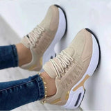 Women's Casual Shoes Lace-up Breathable Mesh Vulcanized Sneakers.yv