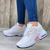 Women's Casual Shoes Lace-up Breathable Mesh Vulcanized Sneakers.yv