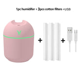 Mini USB car air humidifier with Led light 250ml