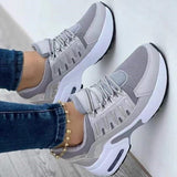 Women's Casual Shoes Lace-up Breathable Mesh Vulcanized Sneakers.yv
