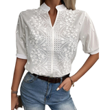 Blouses Embroidery Casual Shirt Sleeve Medium Long