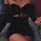 slim fit pleats long sleeve fashion dress