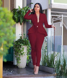 pencil pants set two piece suit