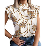 Printed short sleeve blouses