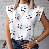 Printed short sleeve blouses