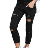 ripped drawstring pants,solid color pants leggings.