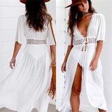 white v neck dress