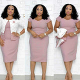 lady suit set with round neck