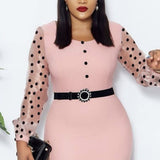 elegant long sleeve o neck dress