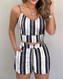 Party Sleeveless Print 2 Piece Top Set