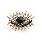Simulated Blue and Black Eye Alloy Brooch with Rhinestones