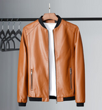 Bomber style leather jacket for men,