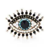 Simulated Blue and Black Eye Alloy Brooch with Rhinestones