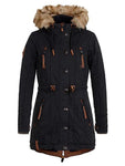 black thick cotton dress jackets coat for women